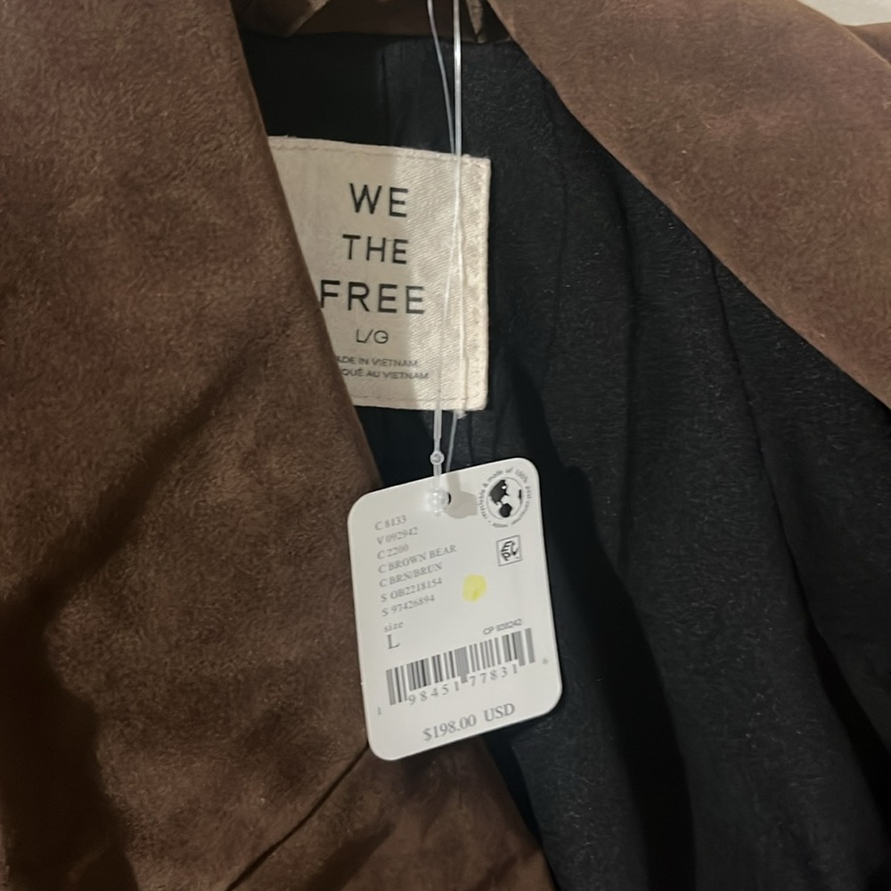 Free People Brown Bear BNWT 
Paper Cut Faux Suede Blazer Sz Large - Picture 9 of 15